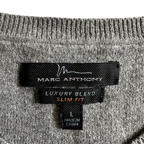 Marc Anthony Men’s Luxury Blend Slim Fit Cashmere Merino Wool Blend Sweater Gray - Picture 7 of 9